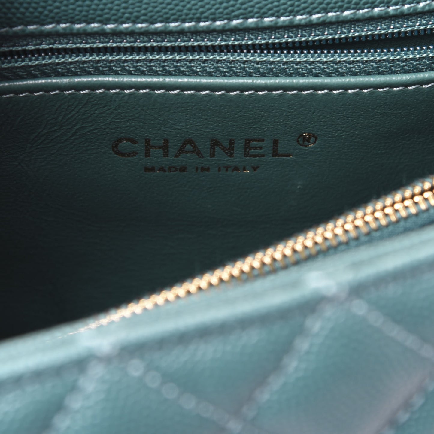 Caviar Lizard Quilted Small Coco Handle Flap Dark Turquoise