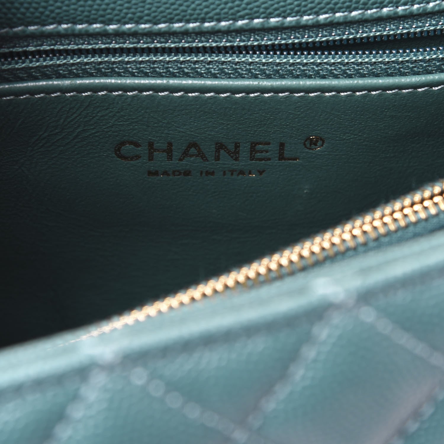 Chanel Caviar Lizard Quilted Small Coco Handle Flap Dark Turquoise 8 of 10