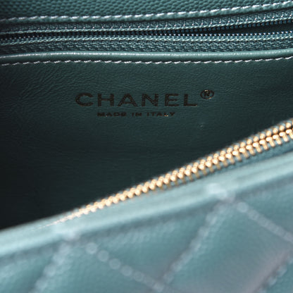 Chanel Caviar Lizard Quilted Small Coco Handle Flap Dark Turquoise 8 of 10