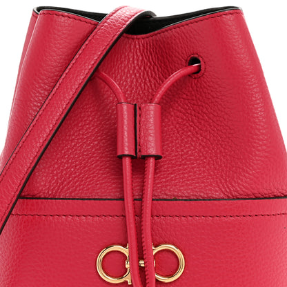 Salvatore Ferragamo Grained Calfskin Mini Gancino Bucket Bag Red 8 of 10