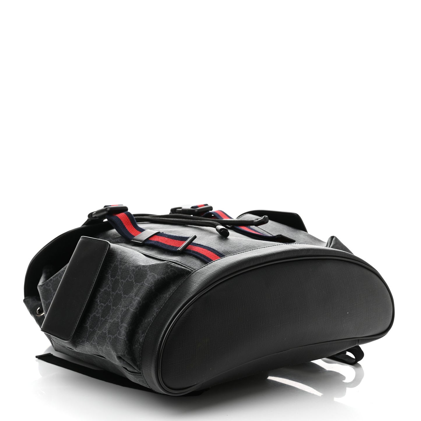 Soft GG Supreme Monogram Appia Calfskin Web Double Buckle Backpack Black