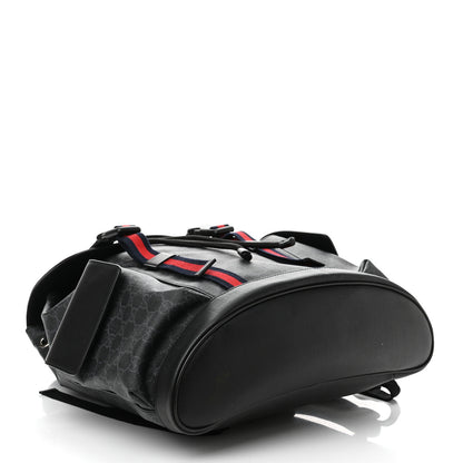 Gucci Soft GG Supreme Monogram Appia Calfskin Web Double Buckle Backpack Black 4 of 11