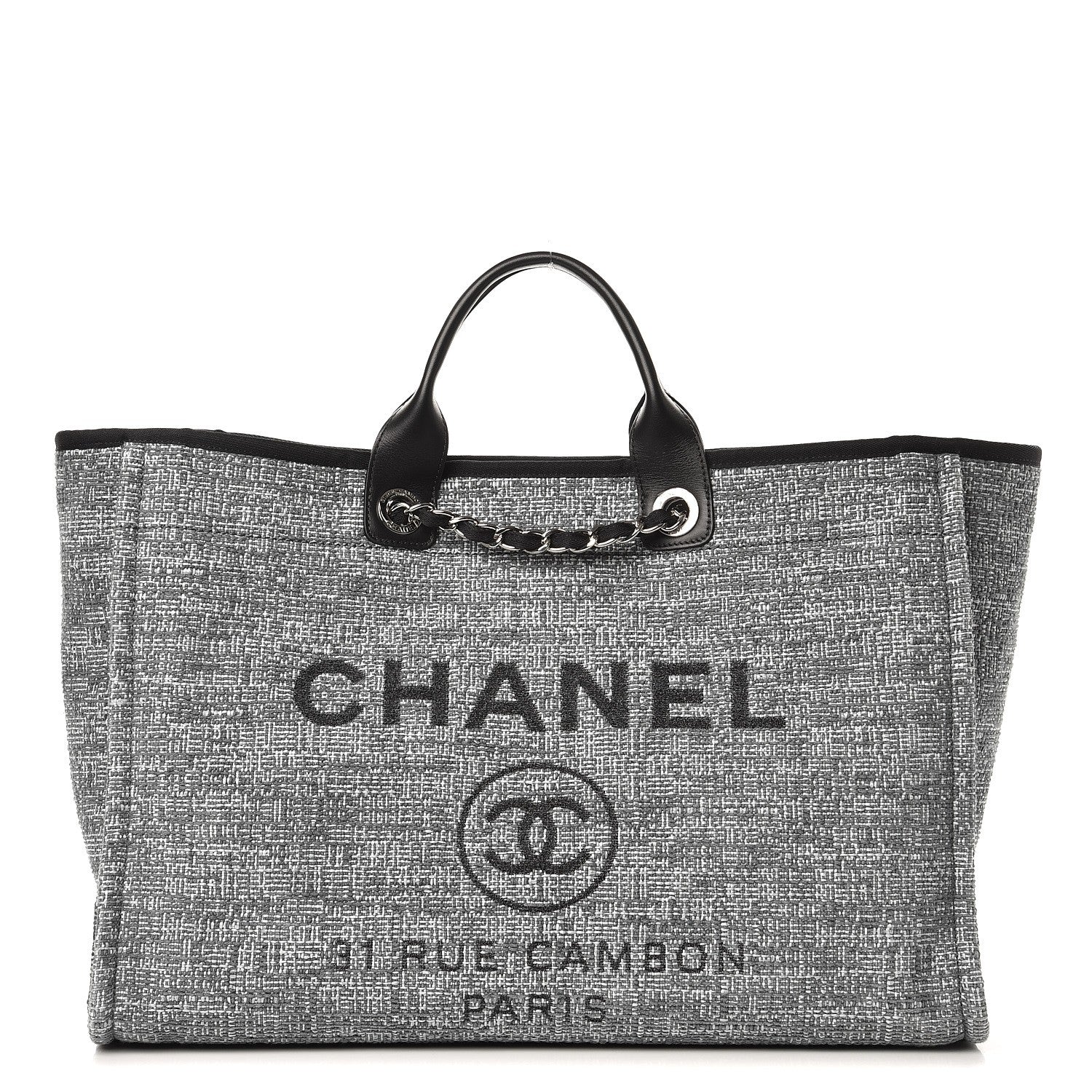 Chanel Canvas Large Deauville Tote Charcoal 1 of 7