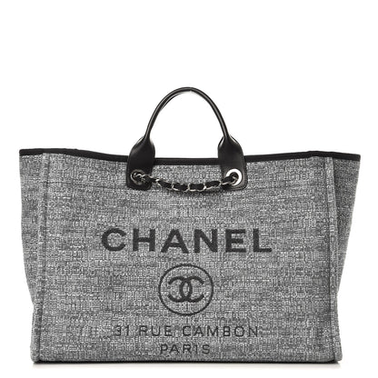 Chanel Canvas Large Deauville Tote Charcoal 1 of 7