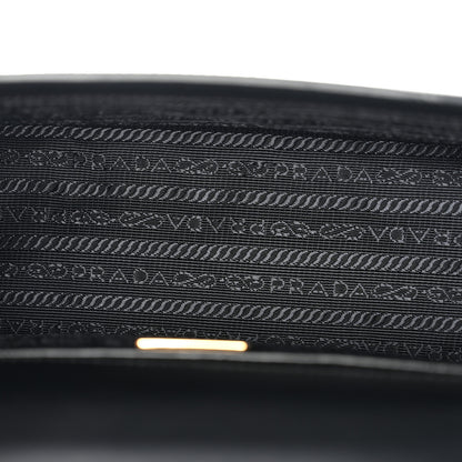 Prada Saffiano Soft Calfskin Metal Triangle Logo Envelope Chain Shoulder Bag Black 5 of 11