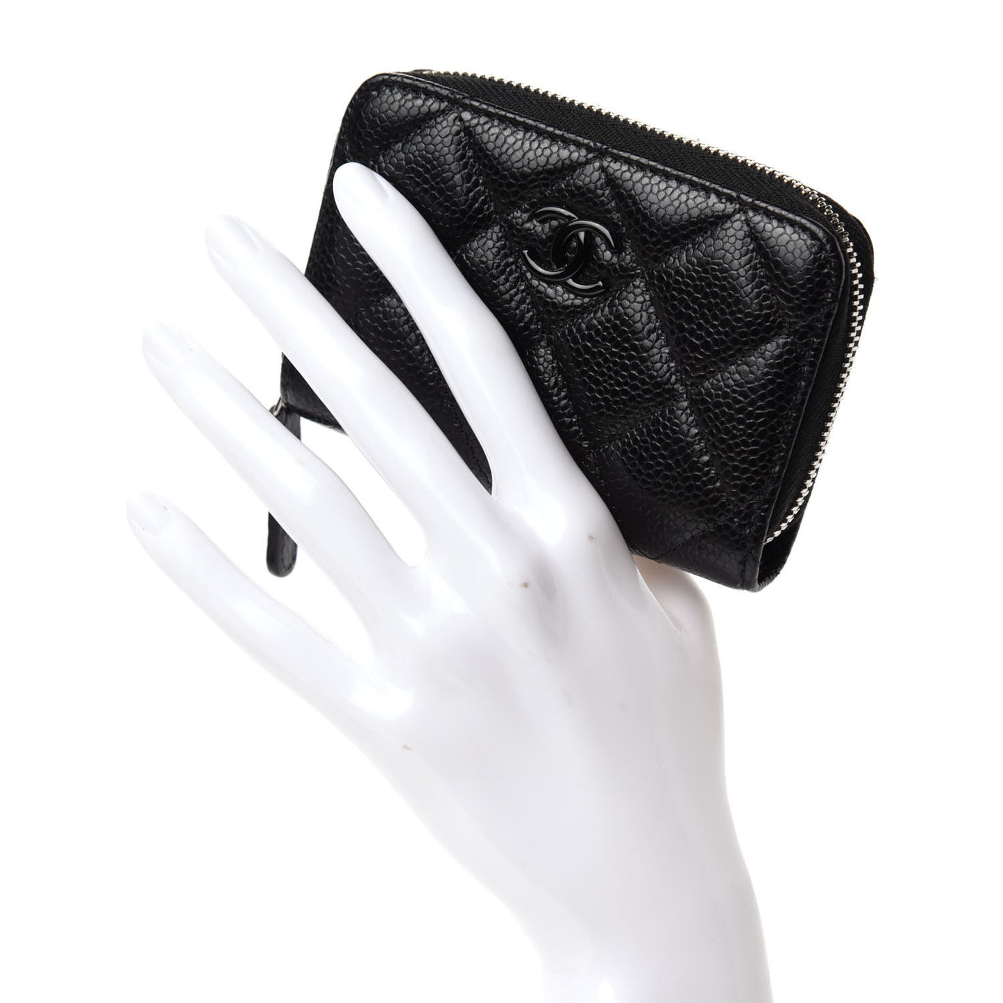 Caviar Quilted Incognito Zip Coin Purse Black