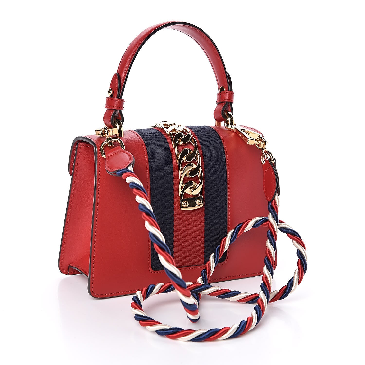 Gucci Calfskin Mini Sylvie Top Handle Bag Hibiscus Red 3 of 10