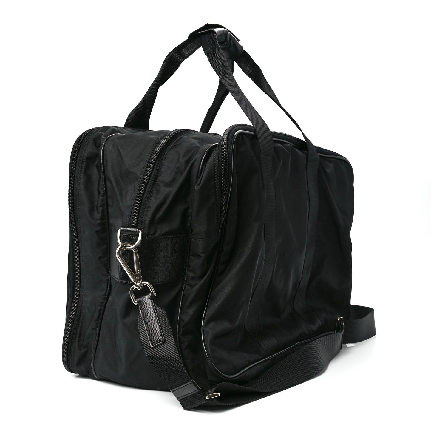Tessuto Nylon Saffiano Viaggio Carry On Travel Bag Black