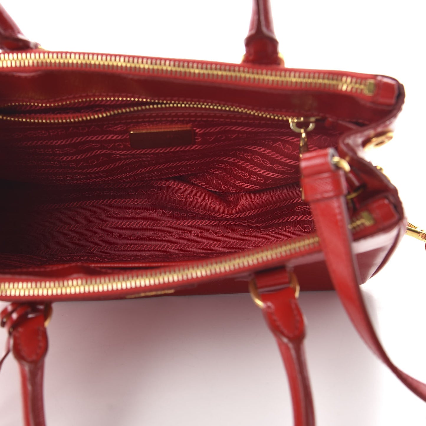 Saffiano Vernice Small Galleria Double Zip Tote Rosso