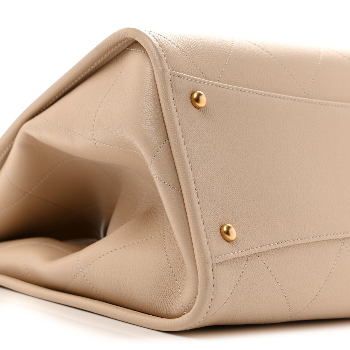 Caviar Stitched Pocket CC Large Tote Beige