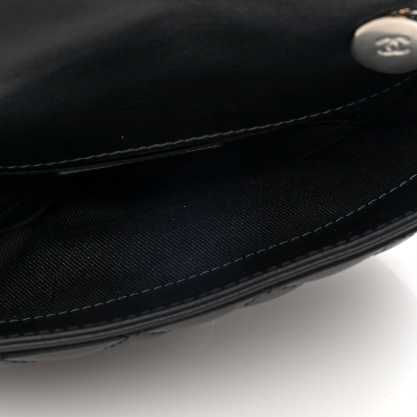 Calfskin Quilted CC Uniform Flap Belt Bag Black