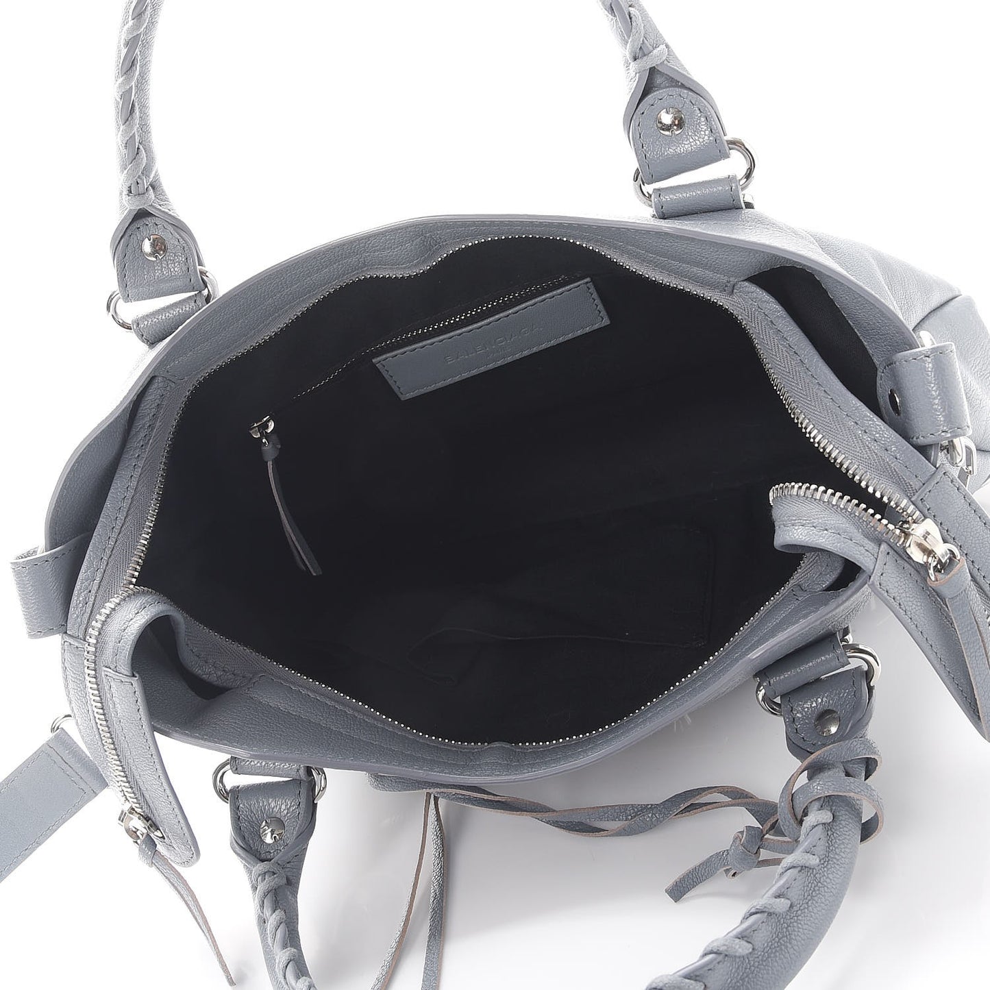 Chevre Silver Metallic Edge Hardware Town Bleu Acier