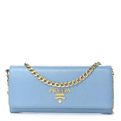 Prada Vitello Move Chain Wallet Astrale 1 of 8