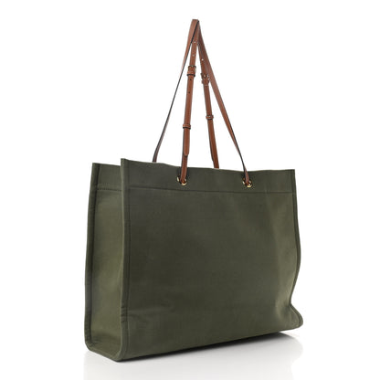 Celine Canvas Calfskin Vertical Cabas Green 3 of 8