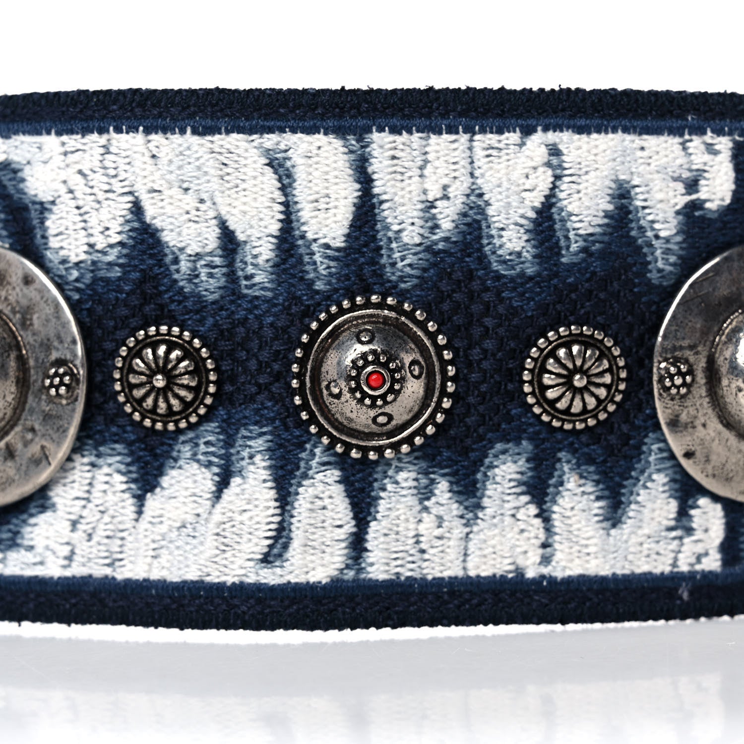 Christian Dior Canvas Embroidered Studded Tie Dye Shoulder Strap Blue 6 of 6
