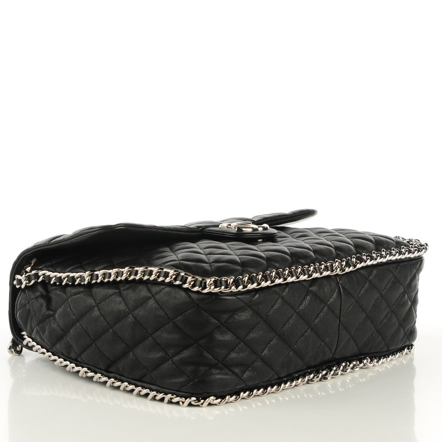 Chanel Crumpled Lambskin Chain Around Maxi Flap Black 4 of 7