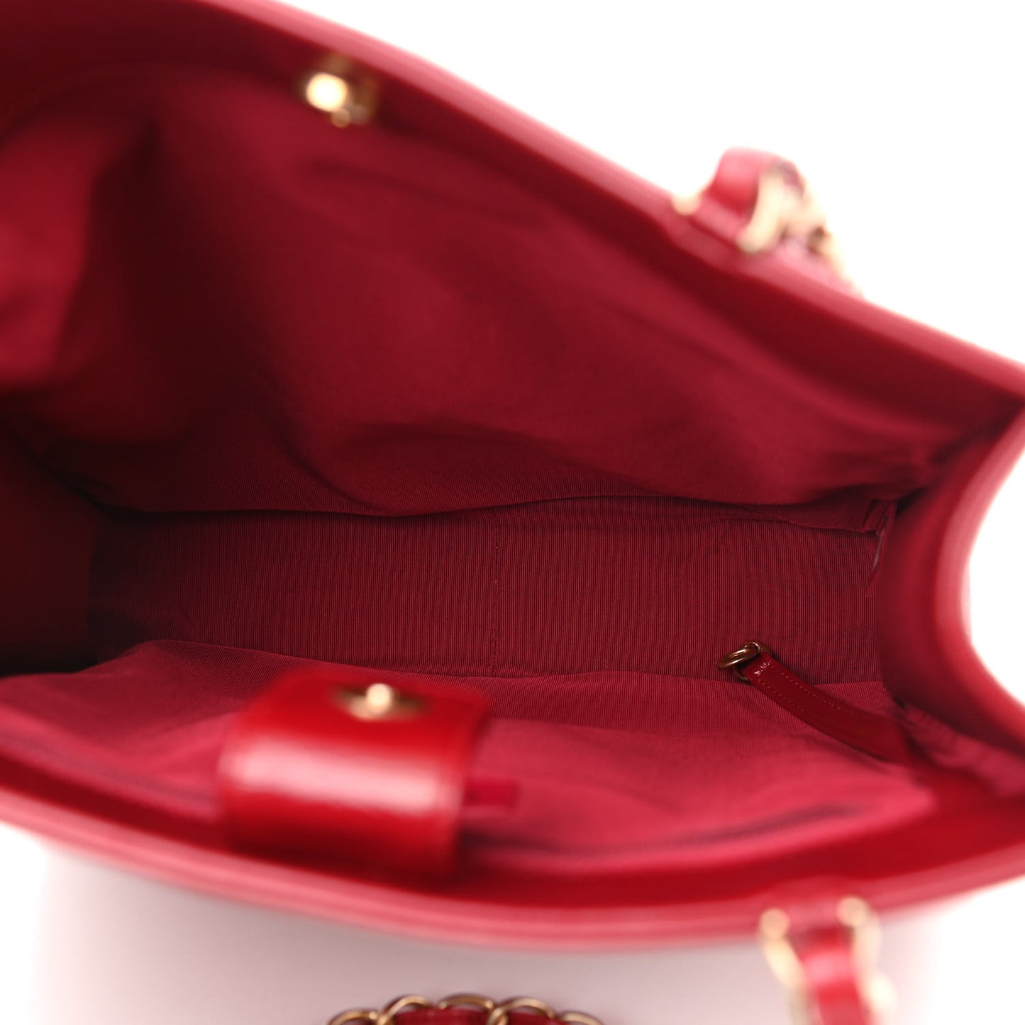 Shiny Aged Calfskin North South Shopping Bag Red