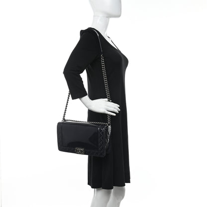 Chanel Patent New Medium Boy Reverso Flap Navy 3 of 10