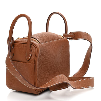 Hermes Taurillon Clemence Mini Lindy 20 Gold 3 of 10