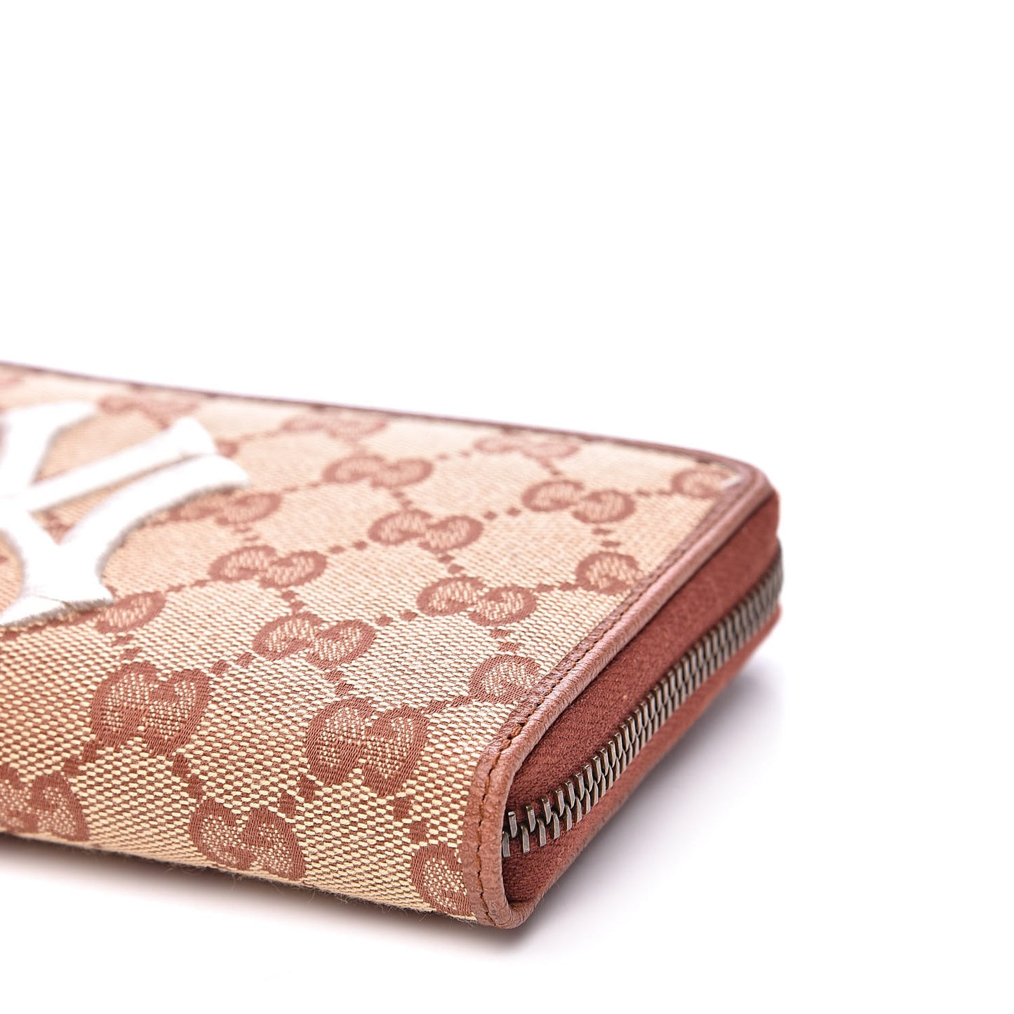 X MLB GG Monogram NY Yankees Zip Around Wallet Beige Ruggine Ivory