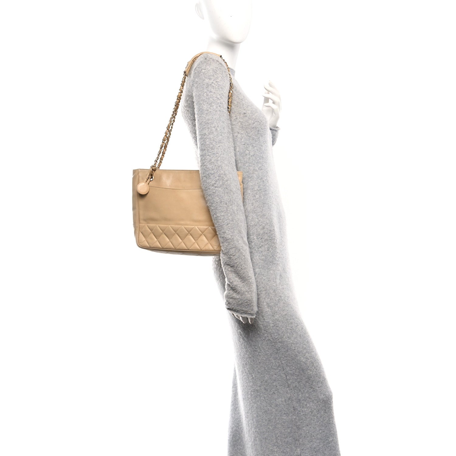 Chanel Lambskin Quilted Shopping Tote Beige 2 of 11