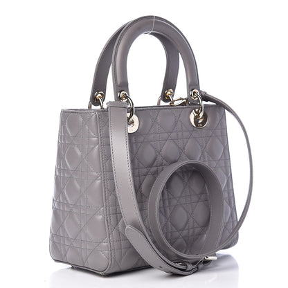Christian Dior Lambskin Cannage Medium Lady Dior Grey 3 of 15