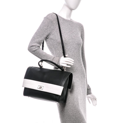 Givenchy Grained Calfskin Medium Bi-Color Shark Lock Satchel Black White 2 of 7