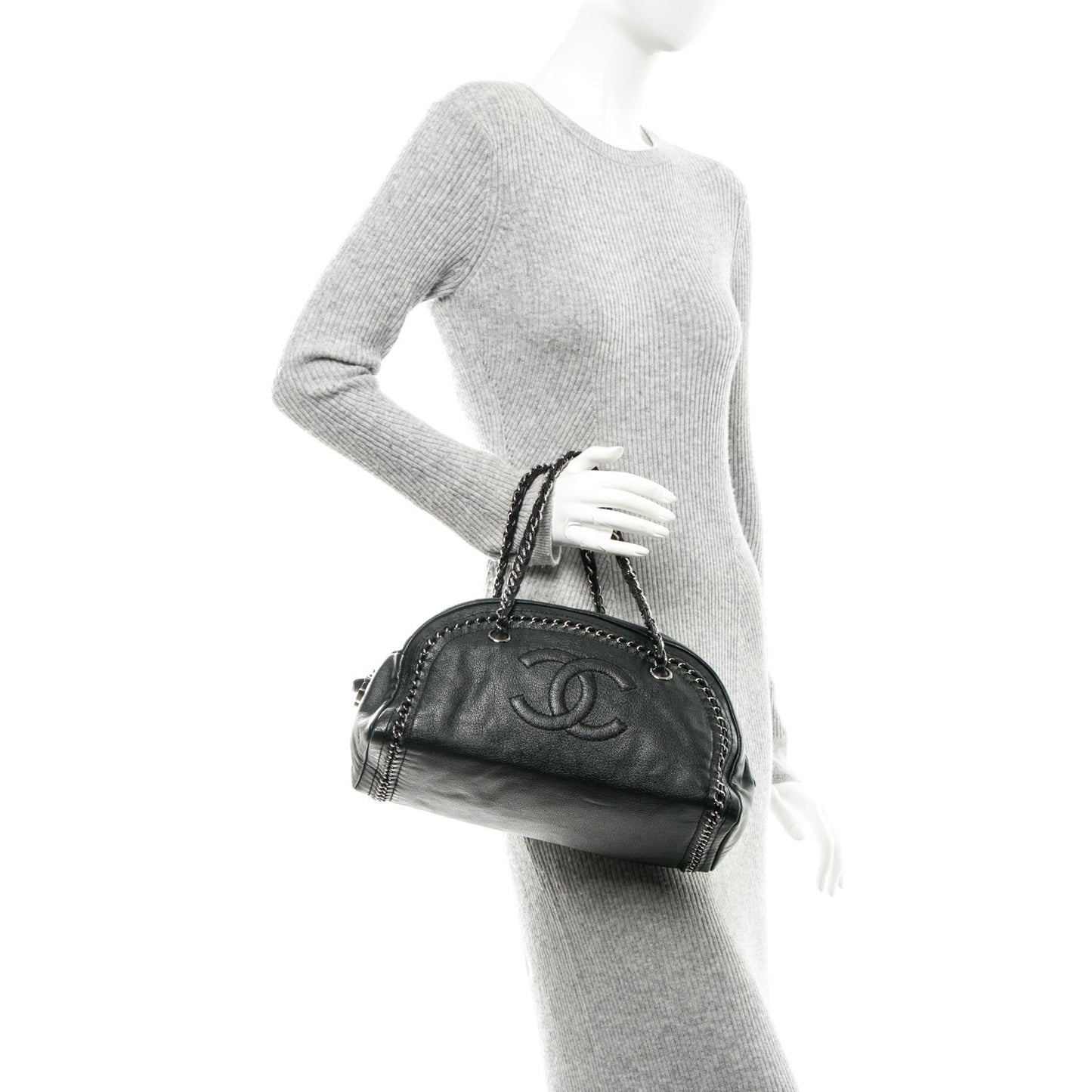 Deerskin Luxe Ligne Medium Bowler Black