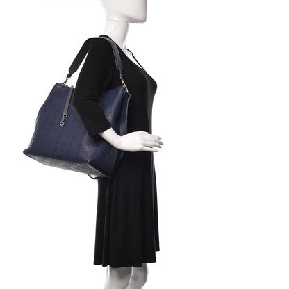 MCM Calfskin Ottomar Monogram Large Klara Hobo Navy Blue 2 of 12