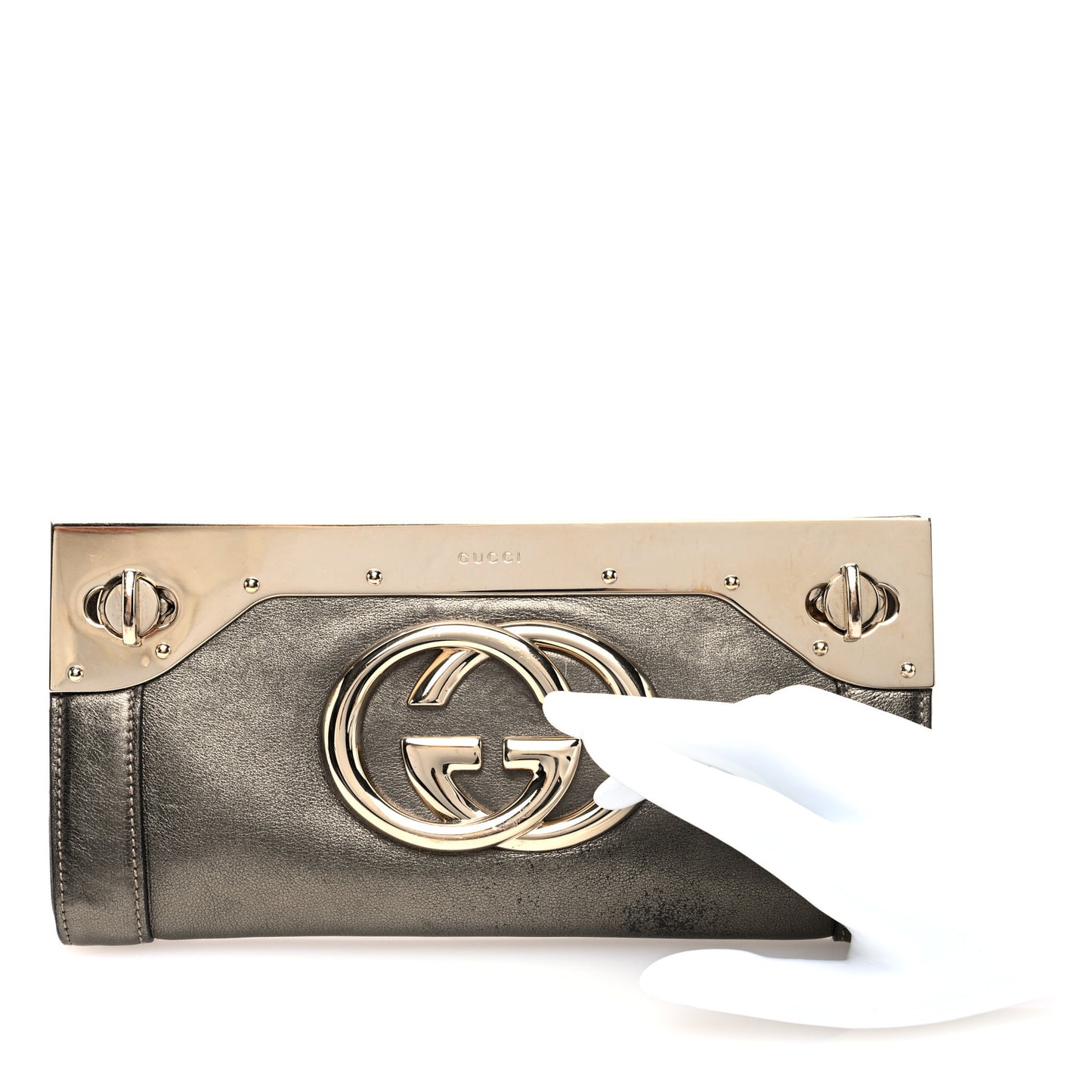 Calfskin Britt Clutch Pewter