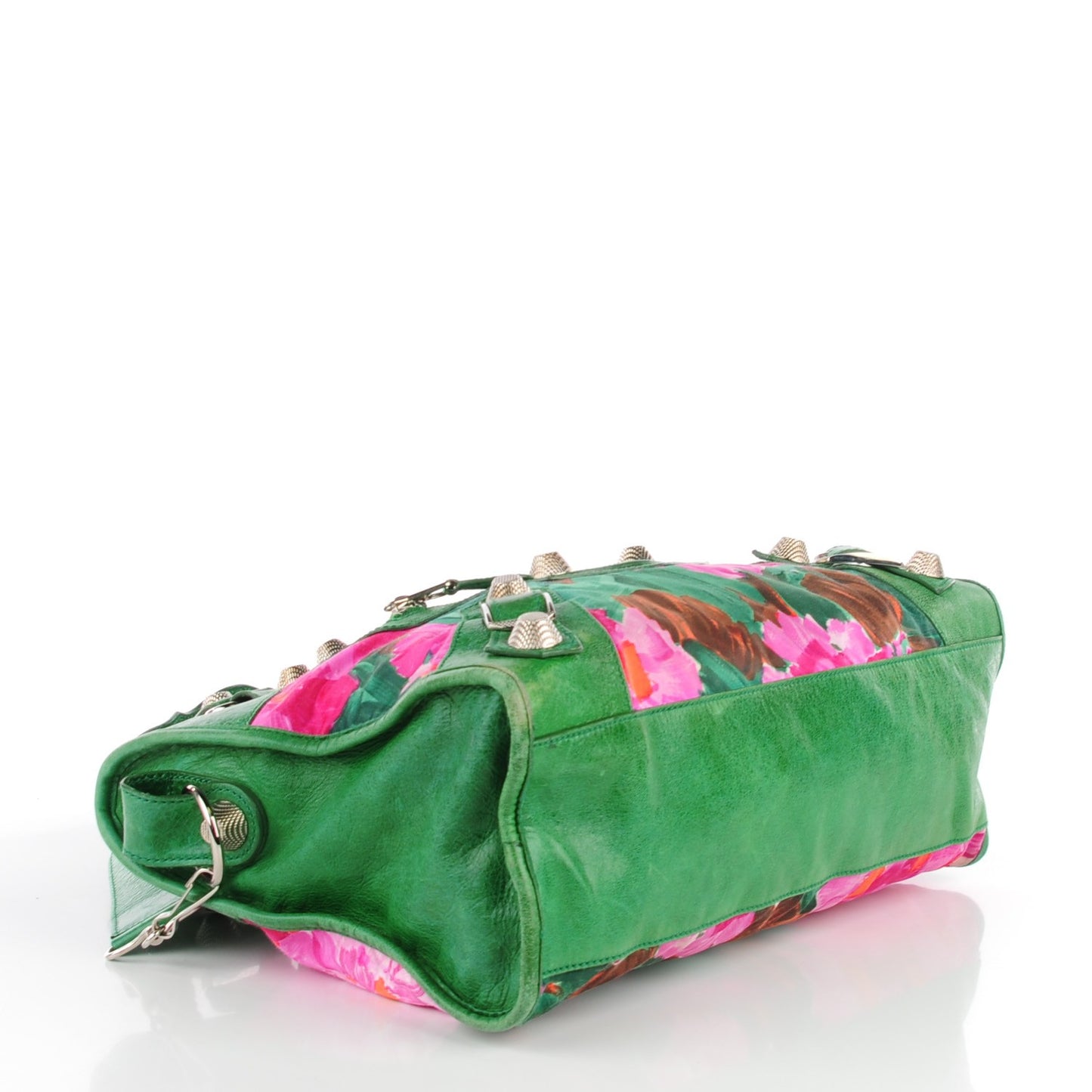 Chevre Satin Giant City Green Floral