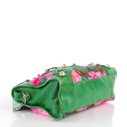 Balenciaga Chevre Satin Giant City Green Floral 5 of 10
