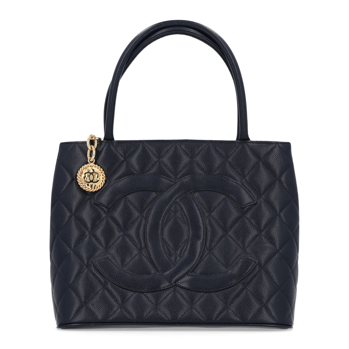 Caviar Quilted Medallion Tote Navy
