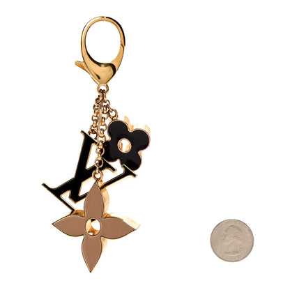 Louis Vuitton Metal Enamel Fleur De Monogram Bag Charm Dore 2 of 7