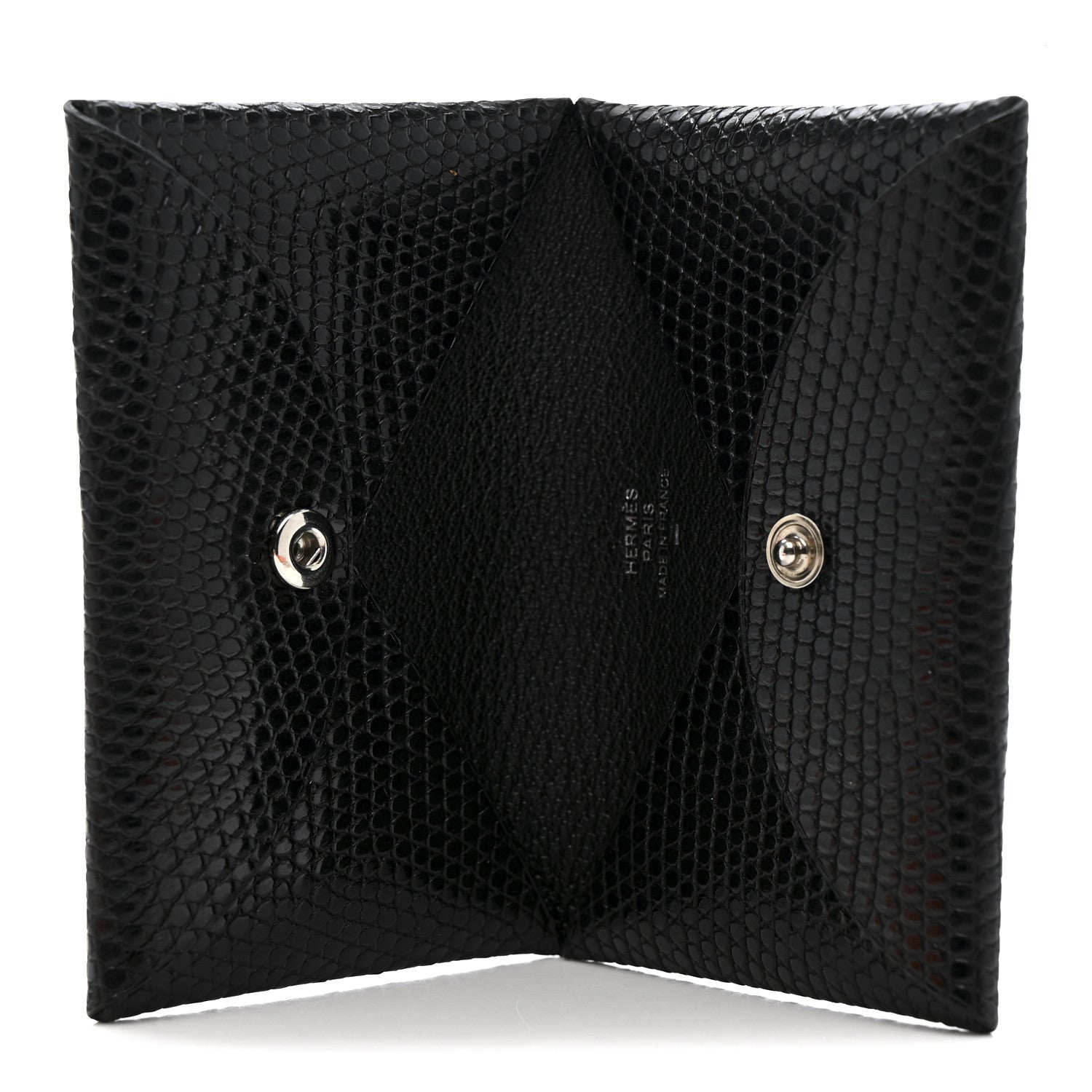 Hermes Lizard Calvi Card Case Black 5 of 8