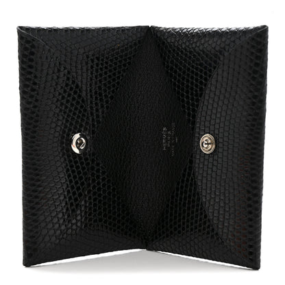 Hermes Lizard Calvi Card Case Black 5 of 8