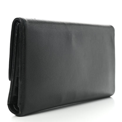 Chanel Caviar Sevruga Long Flap Wallet Black 3 of 8