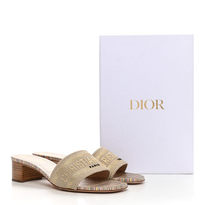 Christian Dior Lurex Romance Embroidered Dway 40mm Slide Sandals 39.5 Metal Multicolor 9 of 9
