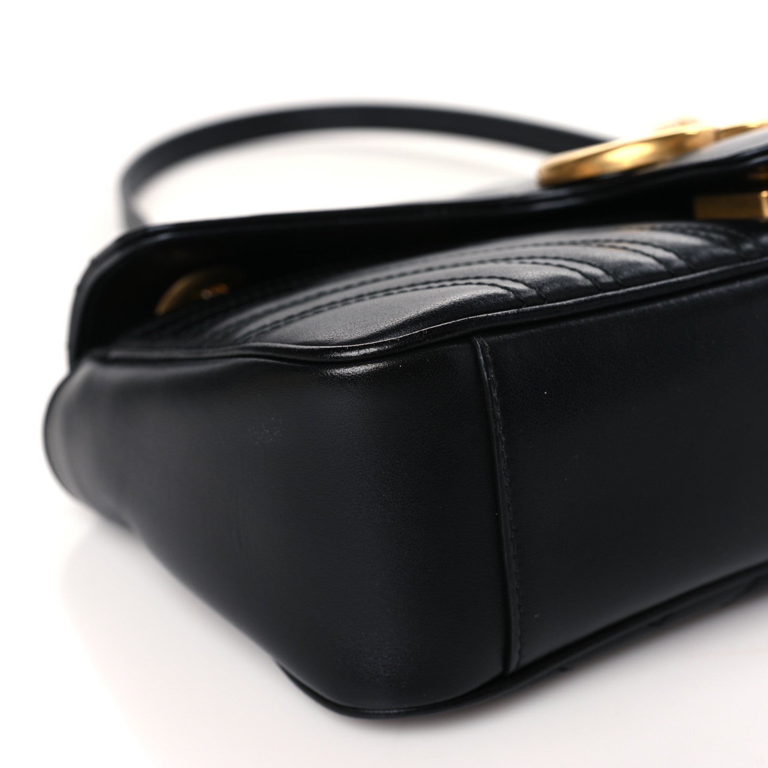 Gucci Calfskin Matelasse Small GG Marmont Shoulder Bag Black 8 of 9