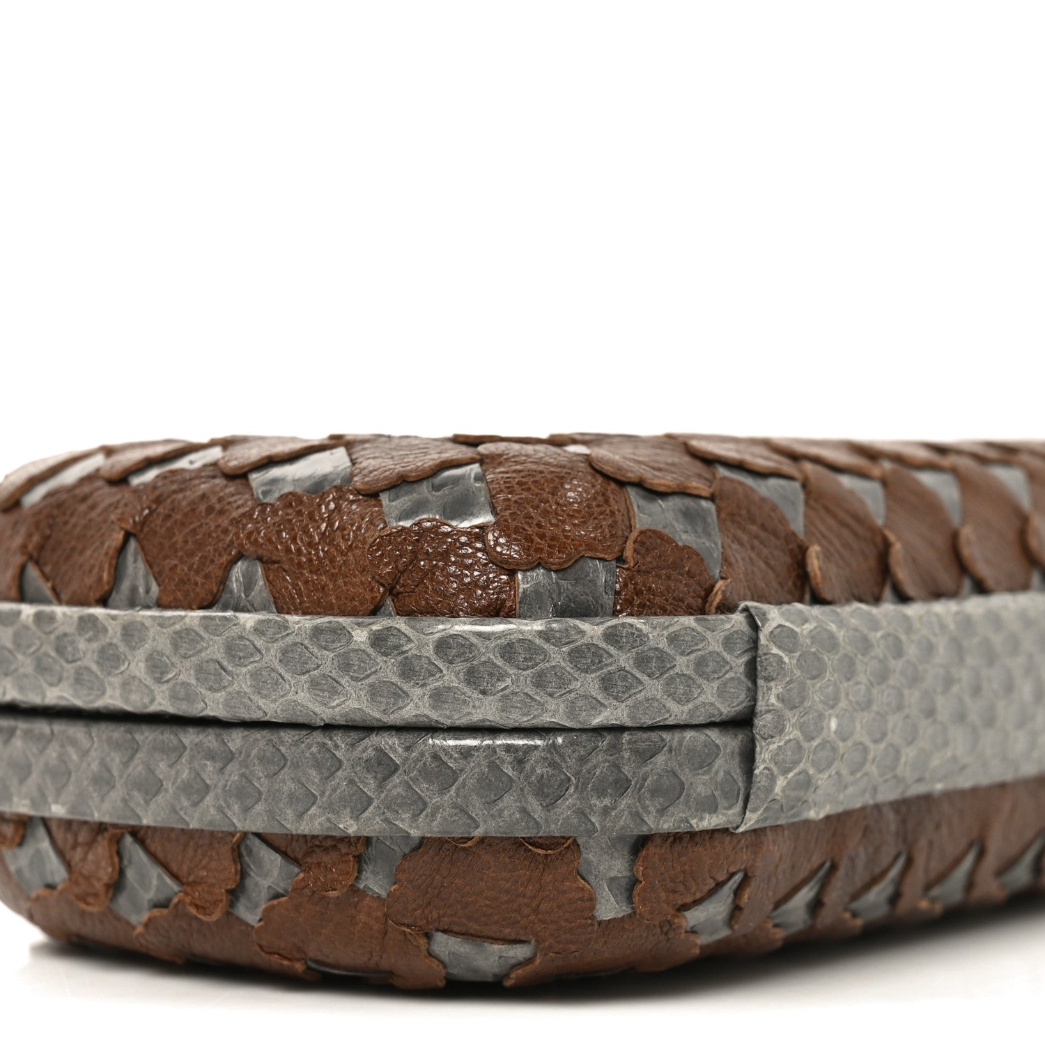 Bottega Veneta Snakeskin Knot Clutch Grey Multicolor 7 of 8