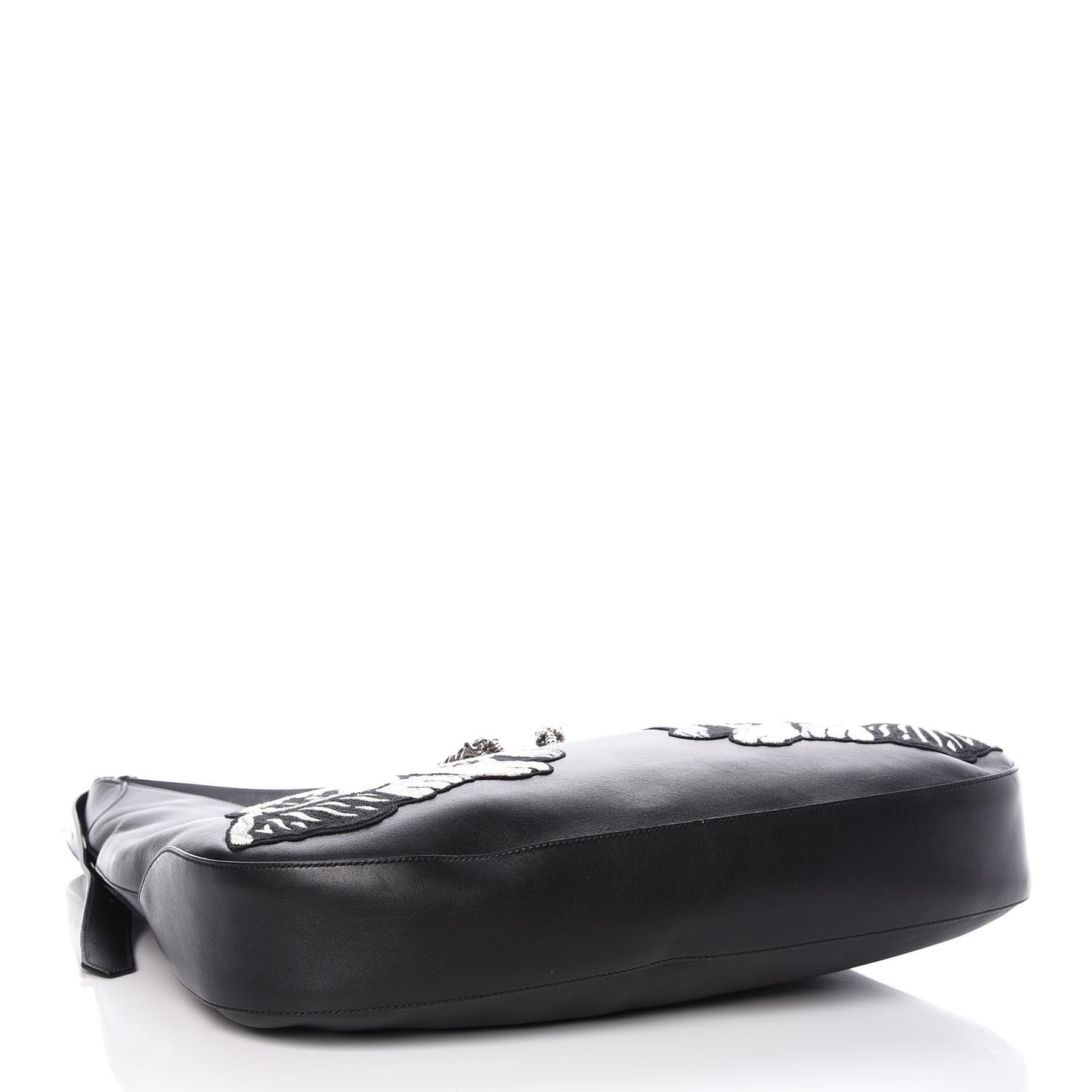 Calfskin Dog Embroidered Extra Large Dionysus Hobo Black