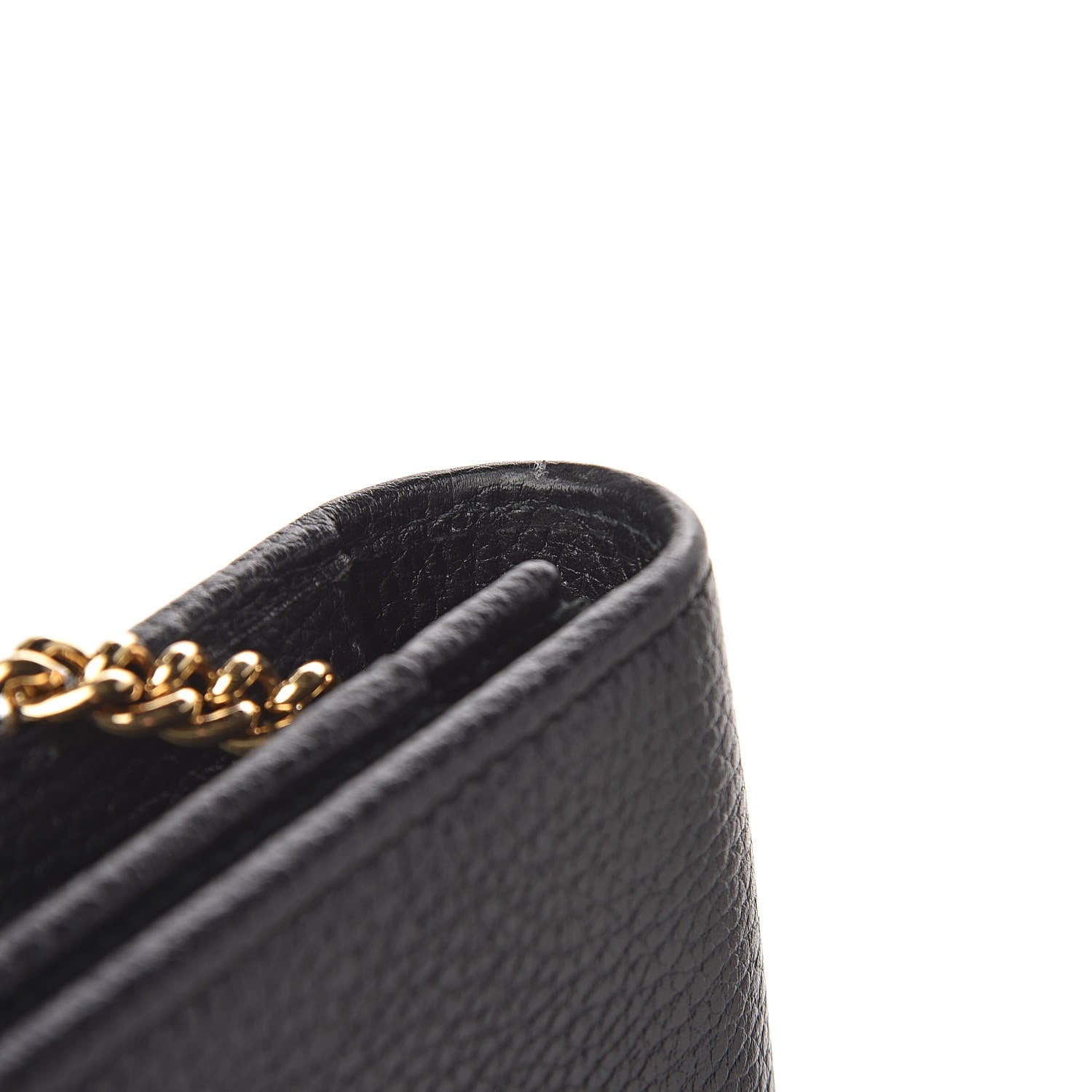 Gucci Calfskin Mini GG Marmont Chain Wallet Black 12 of 13