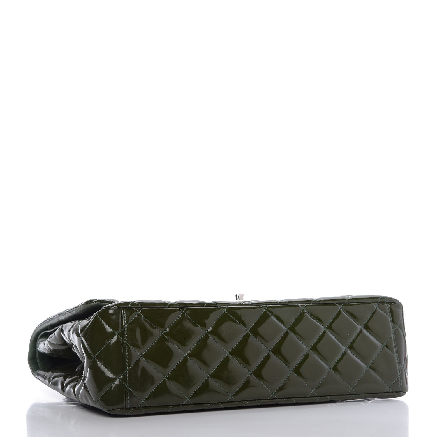Chanel Patent Quilted Maxi Double Flap Dark Green 4 of 10