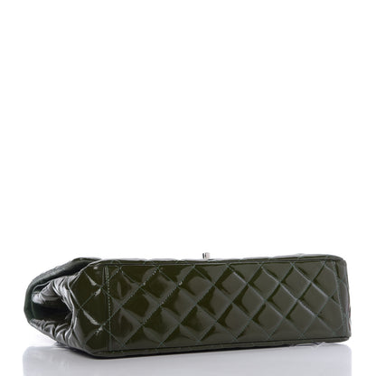 Chanel Patent Quilted Maxi Double Flap Dark Green 4 of 10