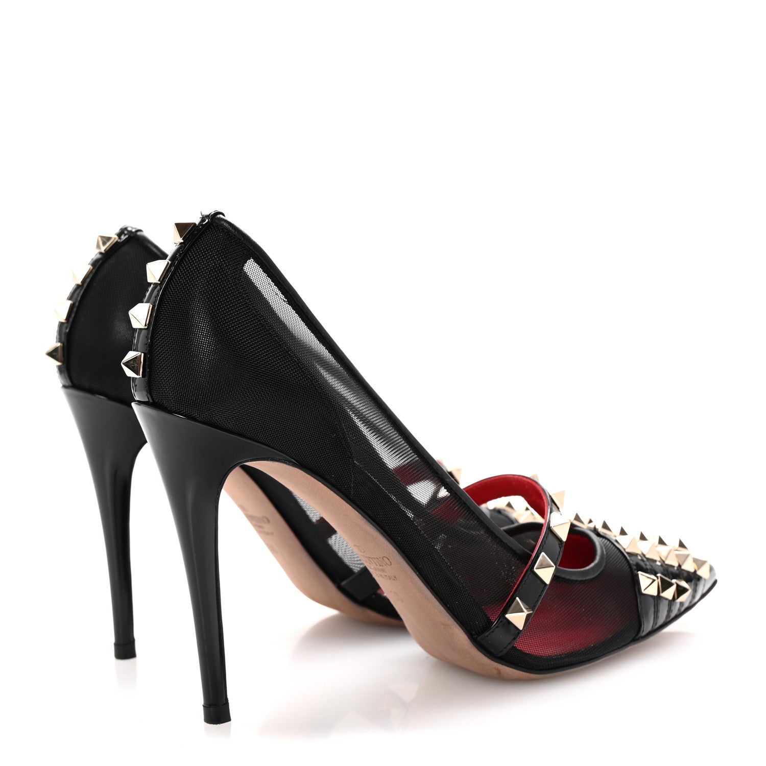 Valentino Garavani Mesh Patent Rockstud Alcove 100mm Pumps 38 Black 5 of 9