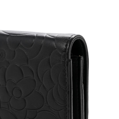 Chanel Lambskin Camellia Embossed Wallet On Chain WOC Black 14 of 15
