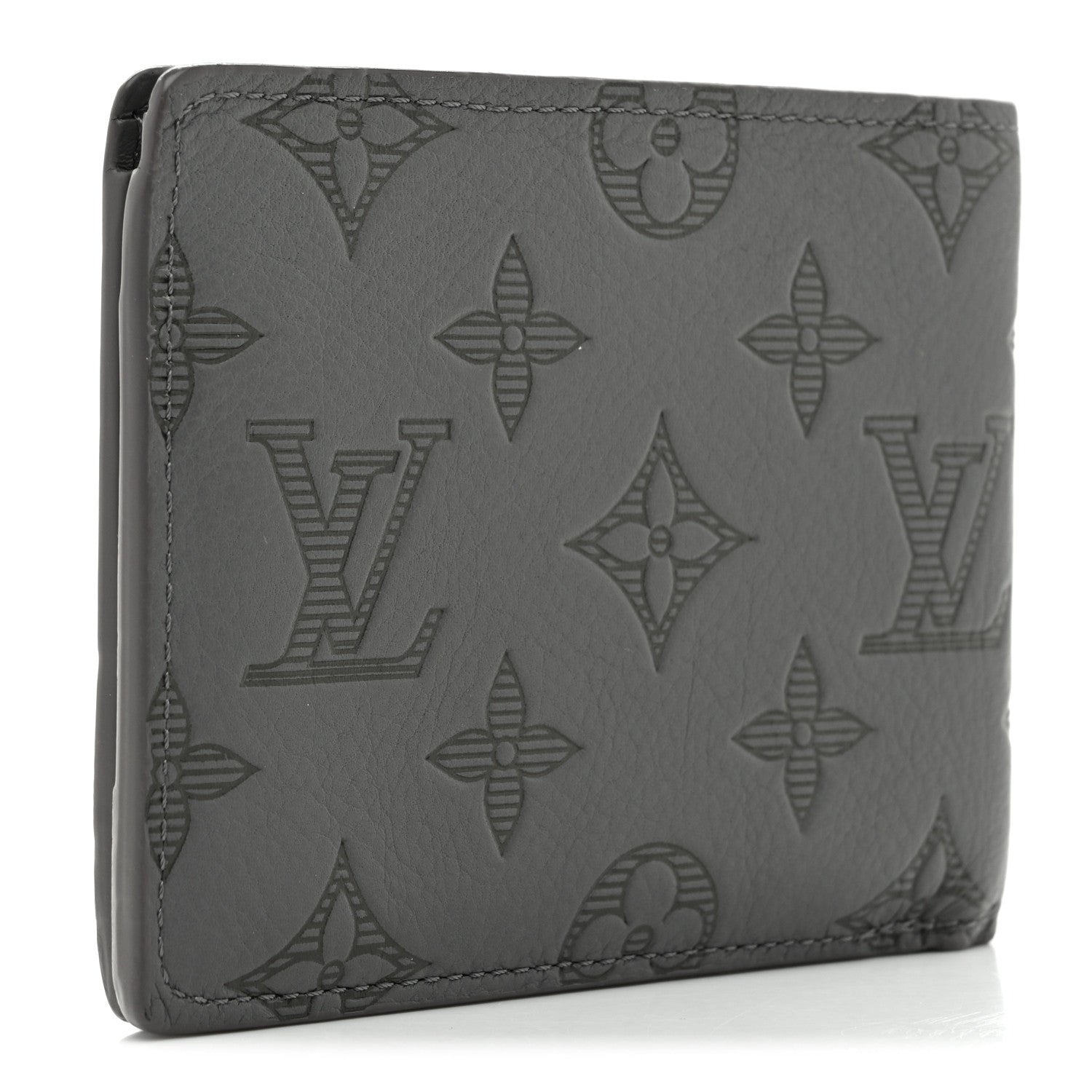 Louis Vuitton Calfskin Monogram Shadow Multiple Wallet Anthracite