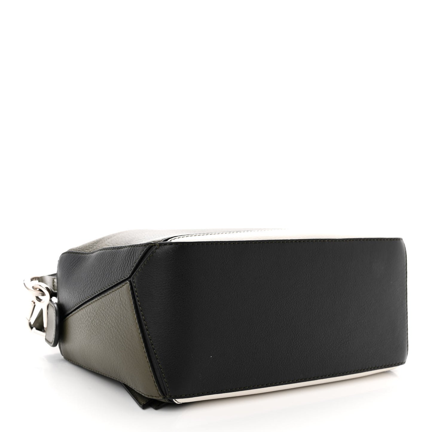 Calfskin Small Puzzle Bag Khaki Green Soft White