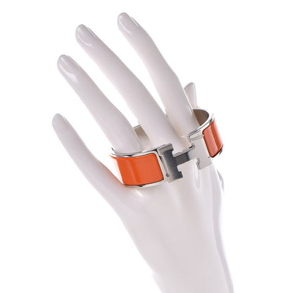 Hermes Enamel Wide Clic Clac H Bracelet PM Orange 2 of 4