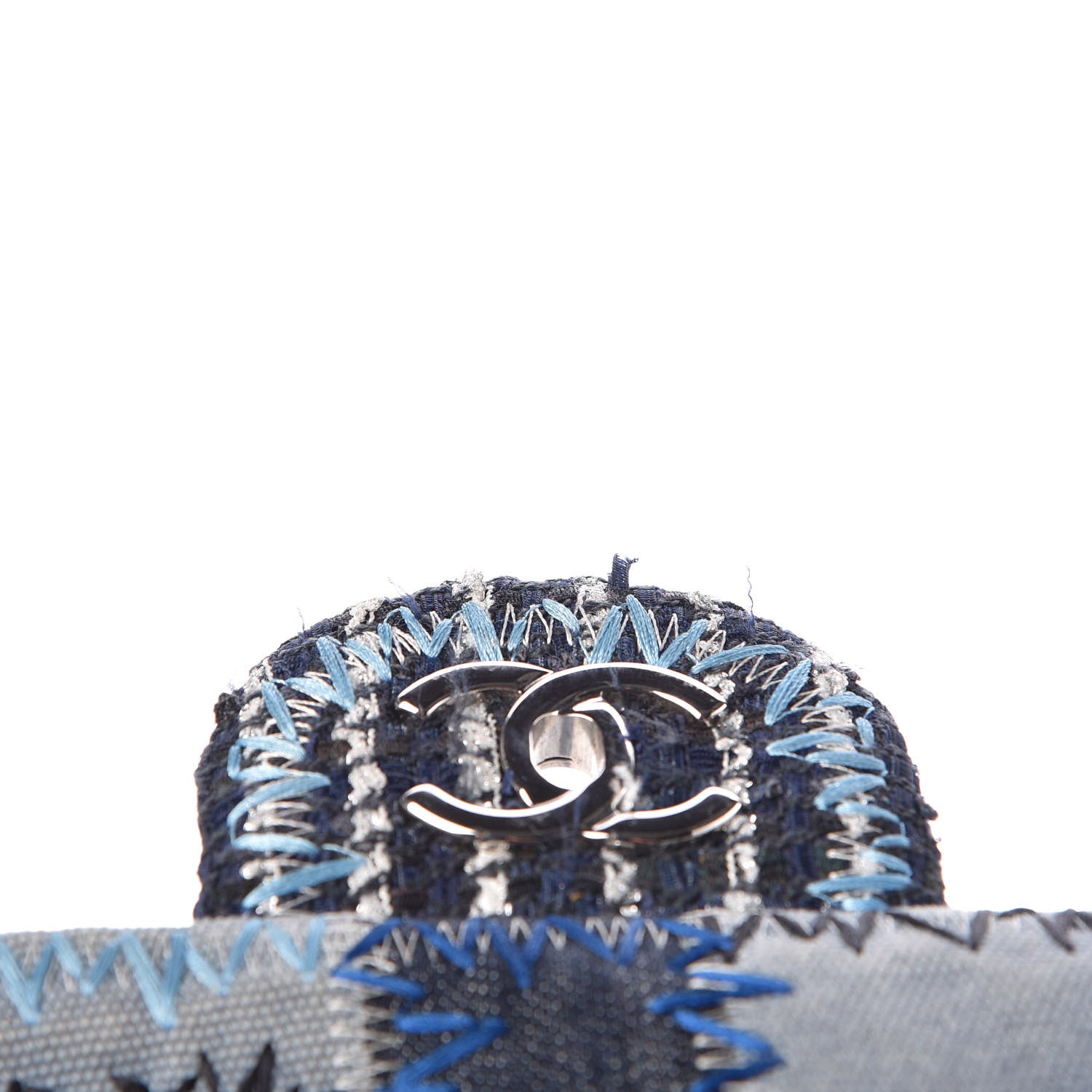 Chanel Denim Tweed Patchwork Medium Single Flap Blue 14 of 14